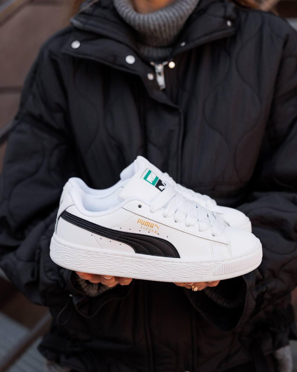 Жіночі кросівки Puma Suede XL White Black Кеди Пума Суід білі натуральна замша демісезон