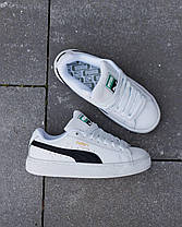 Жіночі кросівки Puma Suede XL White Black Кеди Пума Суід білі натуральна замша демісезон, фото 4