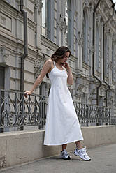 Жіноча сукня міді приталена спортивна на літо Luna біла