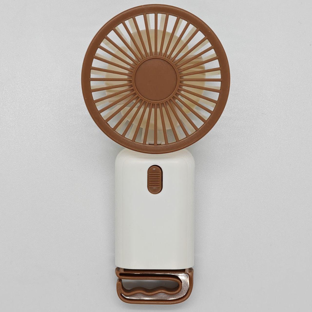 Портативний ручний міні-вентилятор Multi Fan RL-07 на акумуляторі з гачком-підставкою, бежевий, фото 1