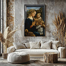 Картина на полотні "Філіппо Ліппі, Мадонна з немовлям і ангелами, Filippo Lippi, Madonna and Child", 89×60см, фото 4