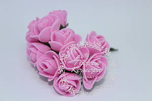 Троянда з фома рожева, 2 см (ціна за 12 квіток)
