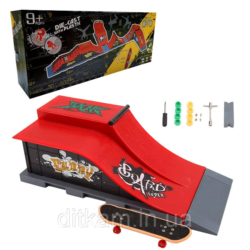 Игровой набор Пальчиковый скейт парк 1810-6E трамплин + фингерборд, фото 1