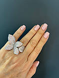 Кільце метелик циркони посріблення/Коктейльне кільце з кристалами, фото 7