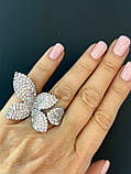 Кільце метелик циркони посріблення/Коктейльне кільце з кристалами, фото 6