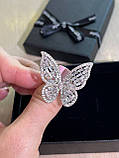 Кільце метелик циркони посріблення/Коктейльне кільце з кристалами, фото 8