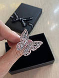 Кільце метелик циркони посріблення/Коктейльне кільце з кристалами, фото 3