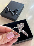 Кільце метелик циркони посріблення/Коктейльне кільце з кристалами, фото 5