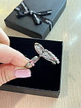 Кільце метелик циркони посріблення/Коктейльне кільце з кристалами, фото 6