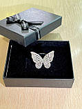 Кільце метелик циркони посріблення/Коктейльне кільце з кристалами, фото 9