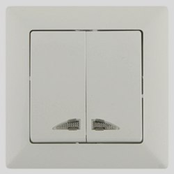 Вимикач двоклавішний з підсвічуванням Anestech (білий) smart