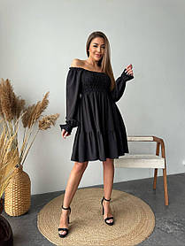 Жіноча сукня з софту до коліна з резинкою на грудях