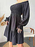 Жіноча сукня з софту до коліна з резинкою на грудях, фото 6