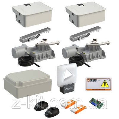 Автоматика для двостулкових воріт підземного монтажу Roger Technology SET R21/353 MAXI — комплект