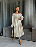 Жіноча сукня софт міді з відкритими плечима, фото 5