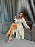 Жіноча сукня софт міді з відкритими плечима, фото 8