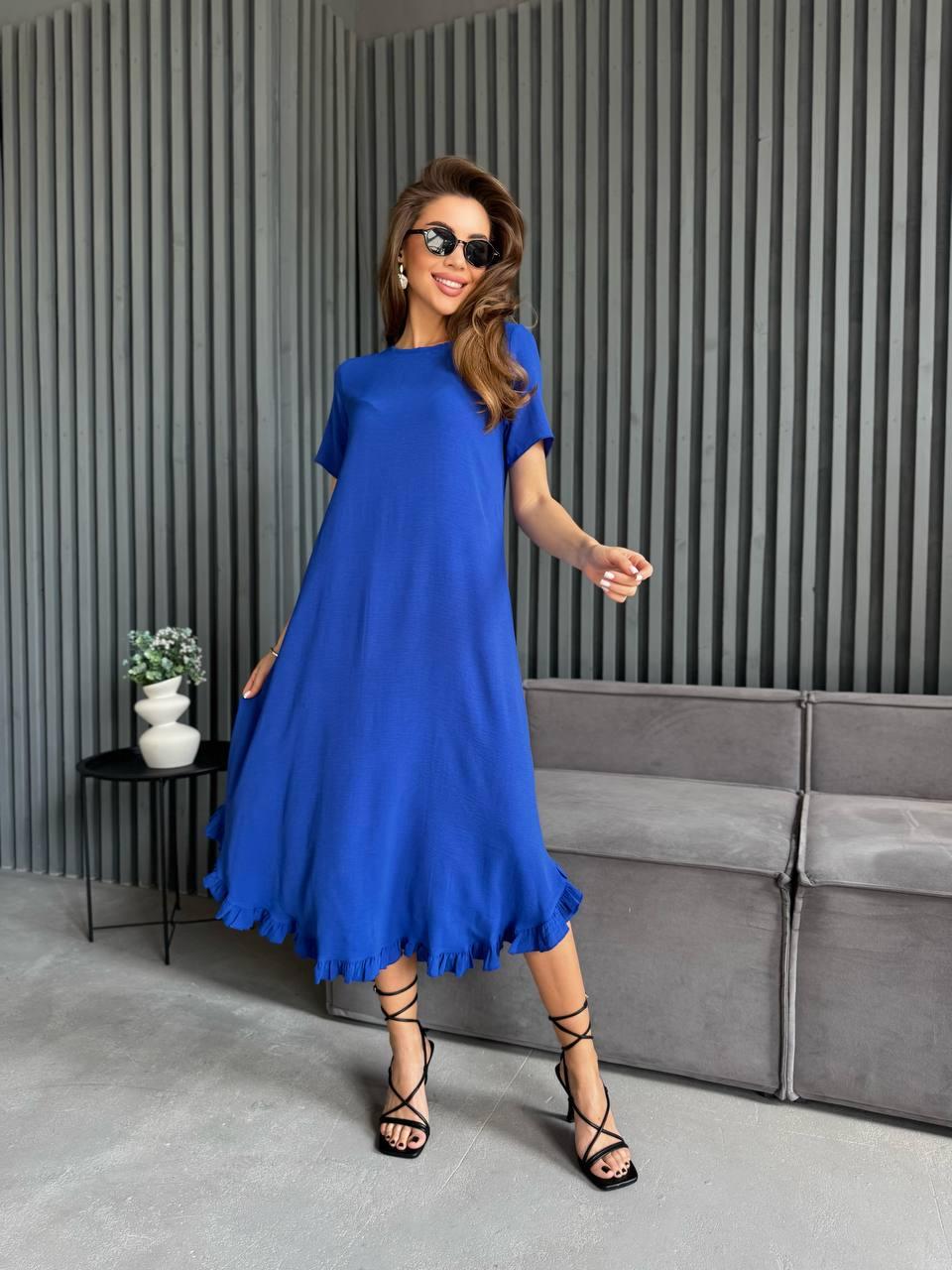 Жіноча сукня міді з воланами з американського крепу, фото 1