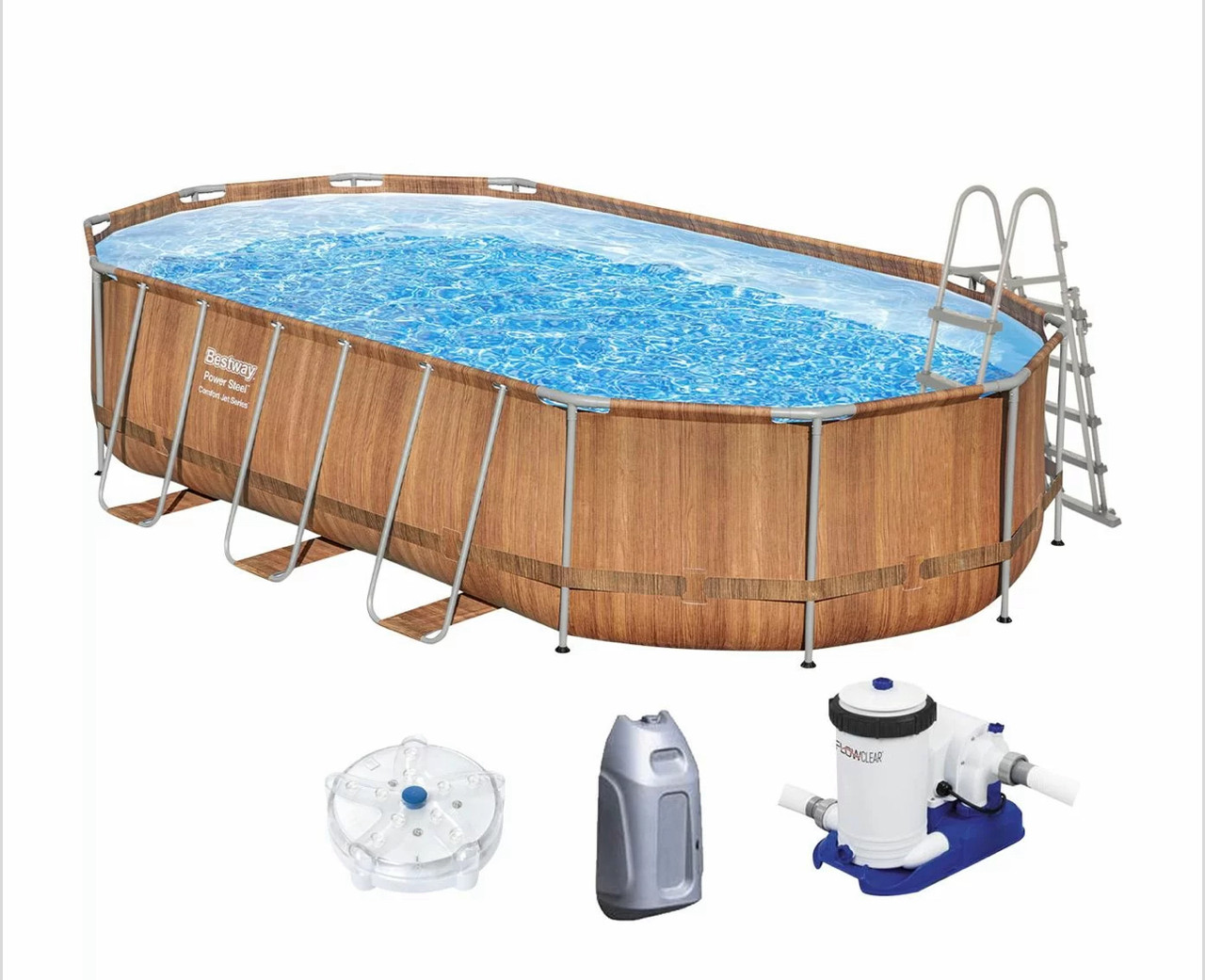 Каркасний басейн Bestway 56719 (610х366х122 см) з гідромасажем, картриджним фільтром і сходами
