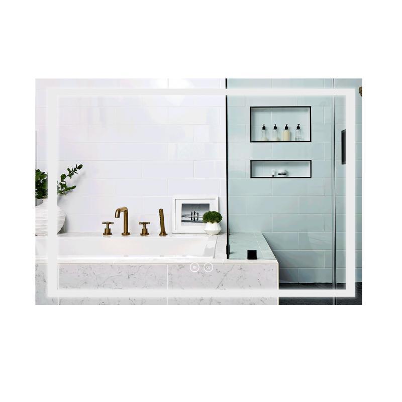 Дзеркало Qtap Mideya (DC-F613) 1200х800 з LED-підсвіткою Touch, з антизапотіванням, з годинником, димером, рег.