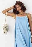Літній довгий жіночий сарафан на тонких бретелях вільного крою блакитний сарафан турція M, Нове, фото 4
