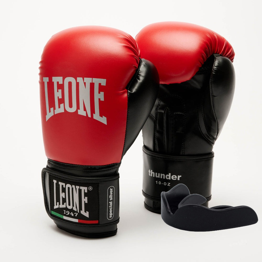 Боксерські рукавиці Leone GN383 THUNDER Red 10 унцій (капу в комплекті)