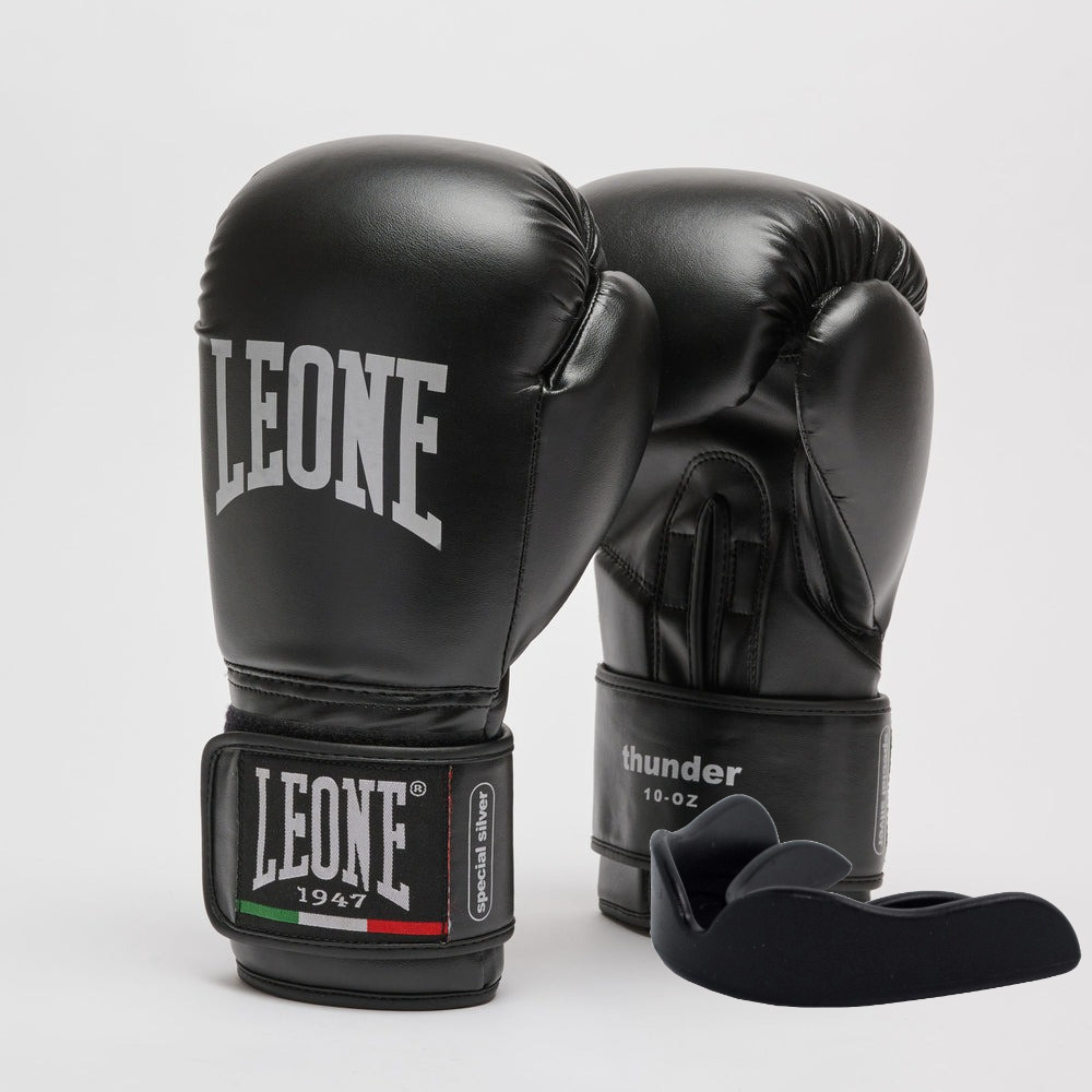 Боксерські рукавиці Leone GN383 THUNDER Black 14 унцій (капу в комплекті)