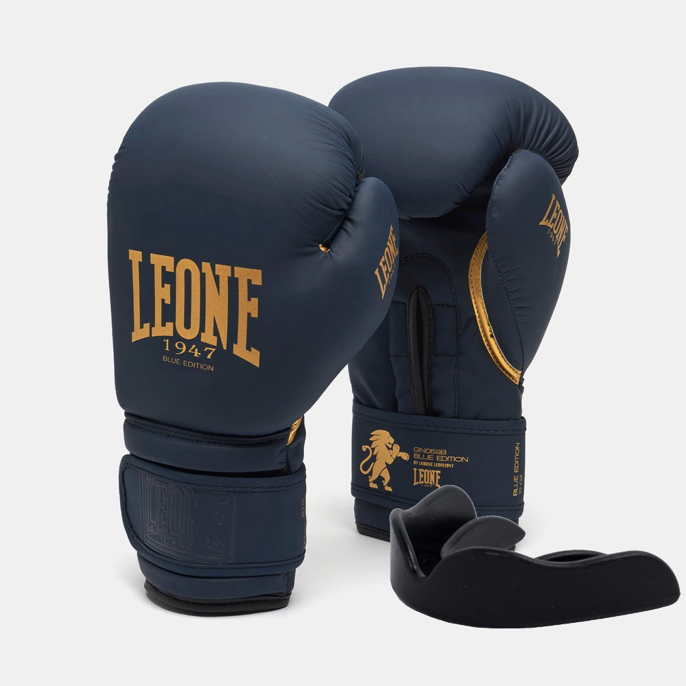 Боксерські рукавиці Leone GN059B Blue Edition 10 унцій (капу в комплекті)