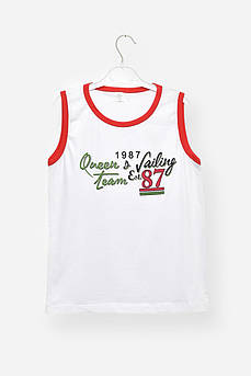 Майка дитяча для хлопчика білого кольору з принтом 203378M