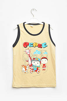 Майка дитяча для хлопчика бежевого кольору з принтом р.8 203380M