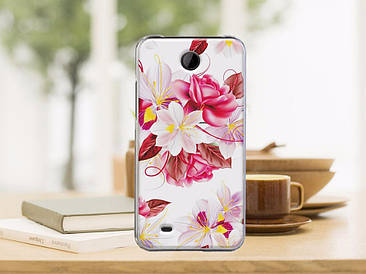 Силіконовий чохол для HTC Desire 300 з картинкою букет квітів на білому тлі