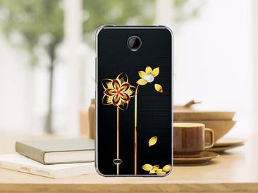 Силіконовий чохол для HTC Desire 300 з картинкою золоті квіти