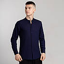 Весняна чоловіча сорочка з довгим рукавом темно-синя Pobedov Orion, фото 5