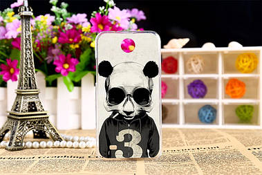 Чохол силіконовий бампер для HTC Desire 300 з малюнком панда з цифрою три