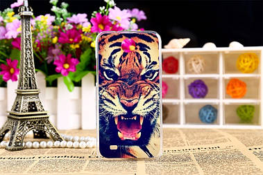 Чохол силіконовий бампер для HTC Desire 300 з малюнком оскал тигра