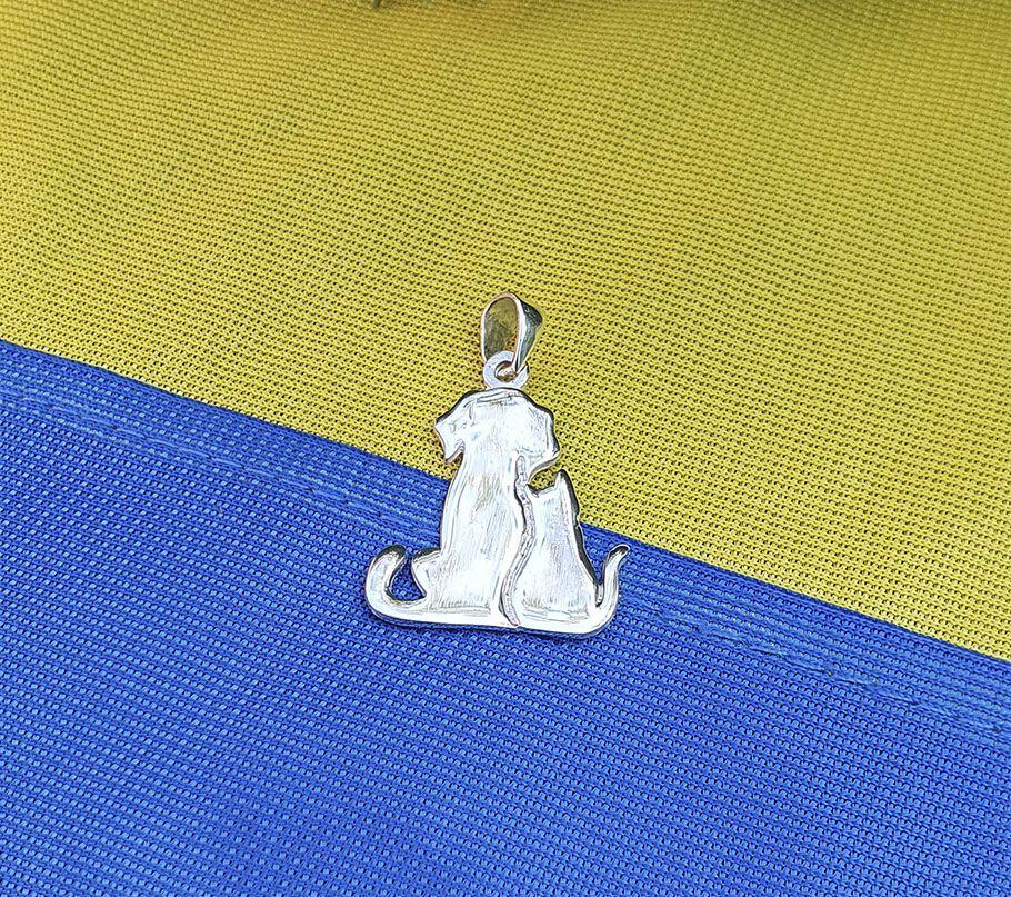 Кулон кішка та собака Maxi Silver 9175