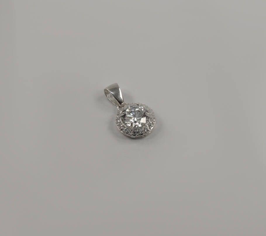 Кулон круглий із білим фіанітом Maxi Silver 7976/3