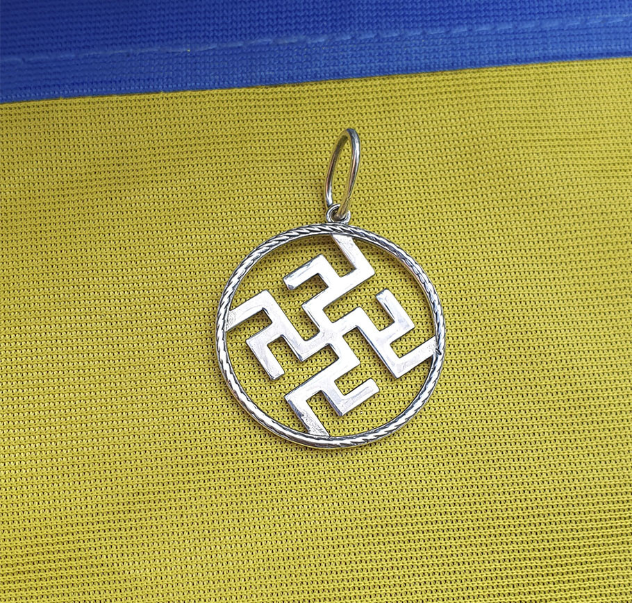 Жіночий кулон двосторонній оберег Maxi Silver 2426 Одолень Трава Квітка Папоротька 2.5 см
