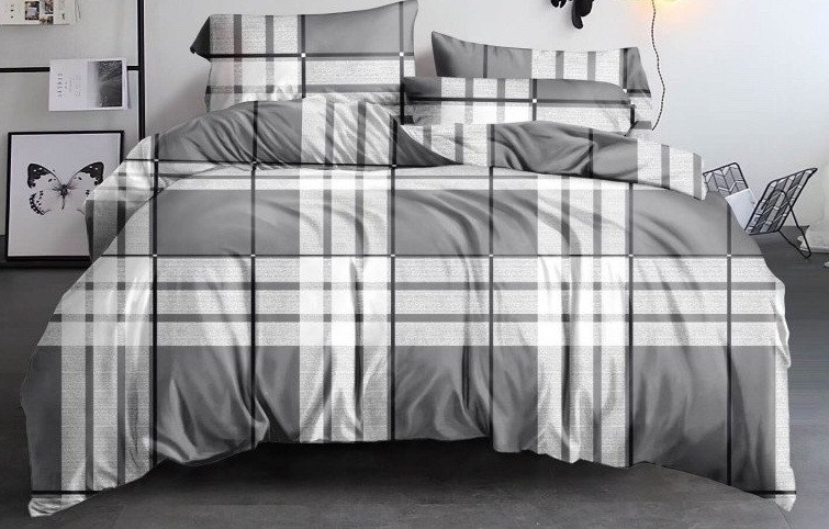 Двоспальний (Поліестер) | Комплект постільної білизни "Triple lines 2" | Простирадло 180х220 см, фото 1