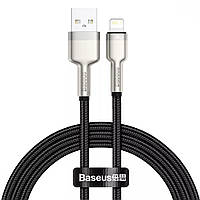 USB кабель Lightning Baseus Cafule Metal Data Cable 2,4A 1m Black (CALJK-A01)