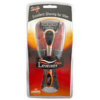 Станок для гоління Lemser Plus LWS505W (5лез/+ 1 касета) блістер, жовтогарячий