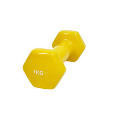 Гантель для фітнесу з вініловим покриттям Generation Fitness FF51D3A-1kg (жовтий)
