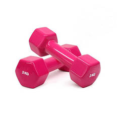Гантель для фітнесу з вініловим покриттям Generation Fitness FF51D3A-2kg (рожевий)