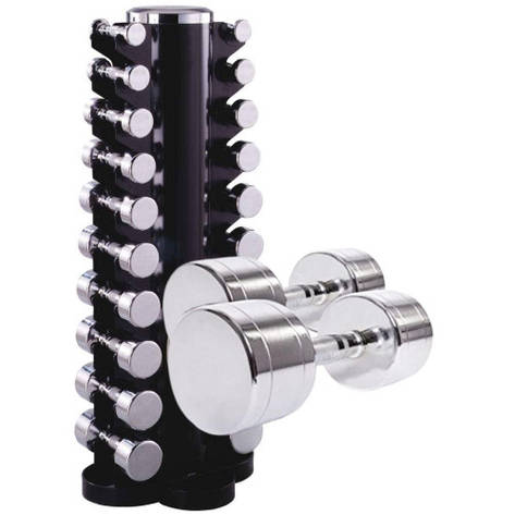 Гантельний ряд 1-10 кг хром зі стійкою Generation Fitness, фото 2