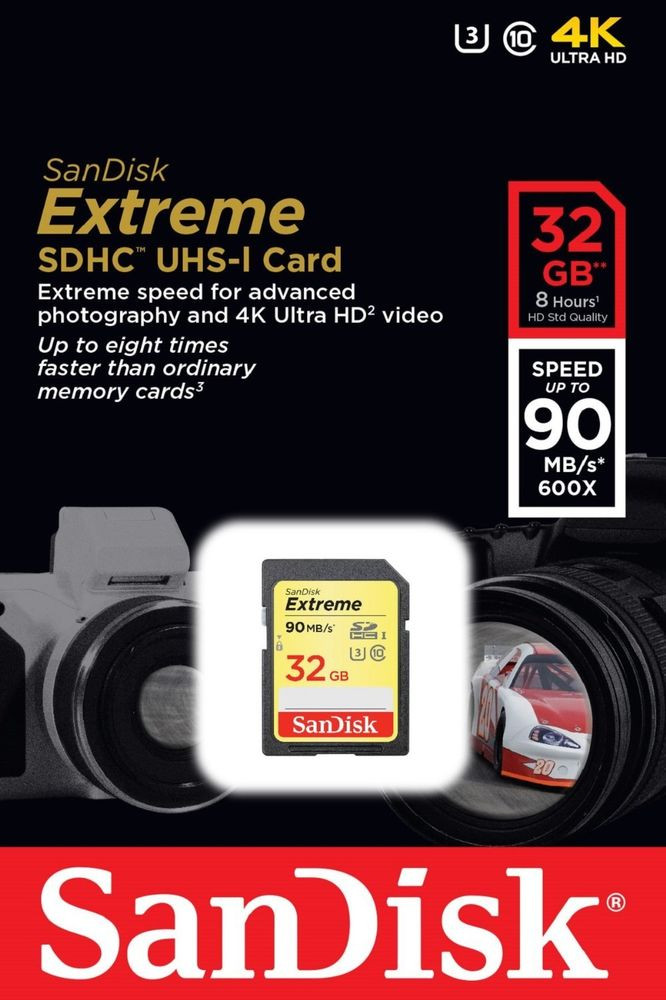 Картка пам'яті SanDisk Extreme SDHC UHS-I U3 32Gb 4К/на складі
