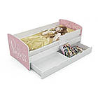 Ліжко для дівчинки Балерина з шухлядою на ламелях + захисний бортик, фото 3