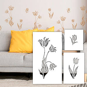 Комплект трафаретів багаторазових пластикових для штукатурки та фарбування Тюльпани (480х500)