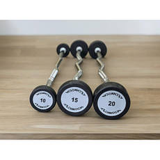 Набір вигнутих фіксованих штанг від 10 - 30 кг крок 5 вага 100 кг Technogym, фото 2