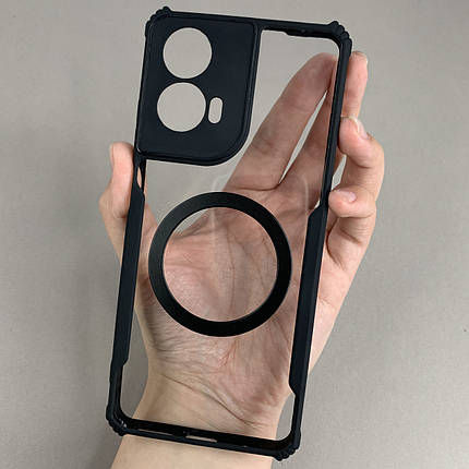 Чохол для Motorola G24 прозорий протиударний чохол накладка з чорним кільцем на телефон моторола г24 q08d, фото 1