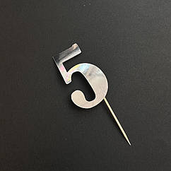 Топер паперовий "5" срібло