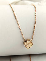 Золоте кольє конюшина з алмазною гранню без вставок